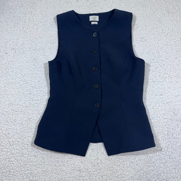 Wilfred Aritzia Regal Vest Crepette Navy Blue Womens Size 6 - Picture 3 of 8